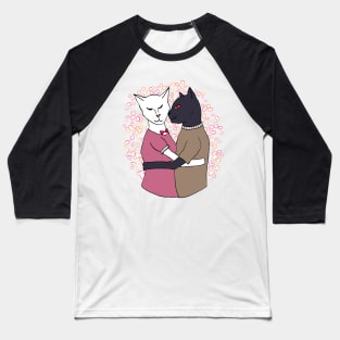 Cute Cat Couple-Cats Kissing Cartoon Baseball T-Shirt